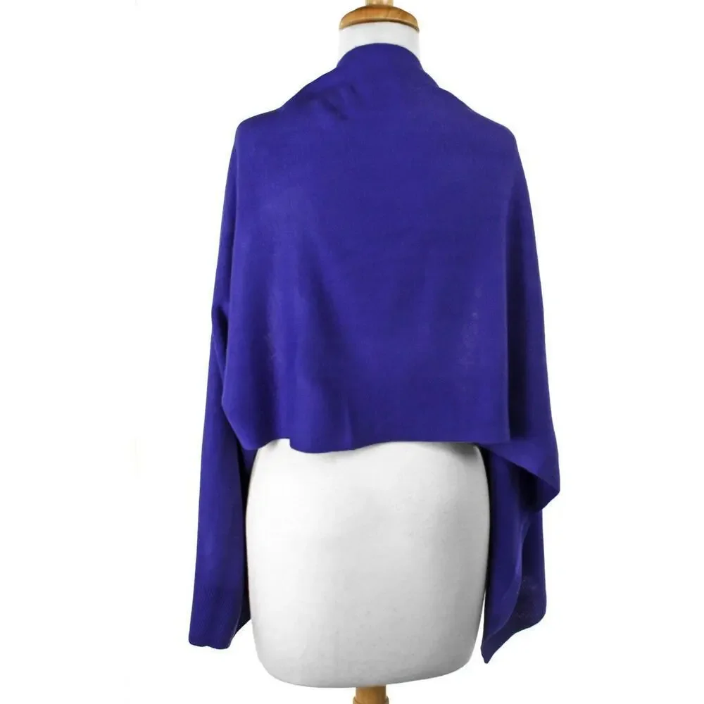 Blue Button Shawl Shrug Wrap 60